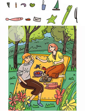 脑洞大师第42关找出对应物品”