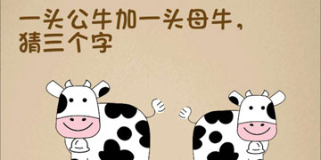 最强的大脑185关一头公牛加一头母牛,猜三个字”